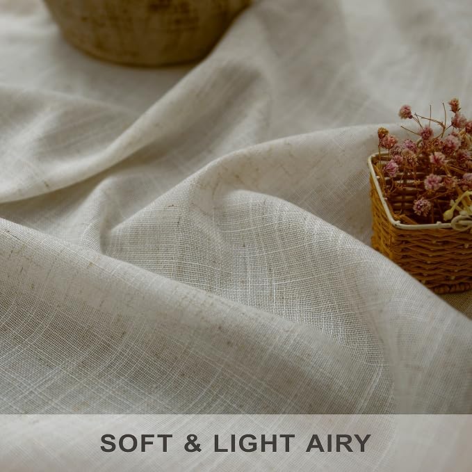Beige Linen Curtains 38 Inch Width - Image 3