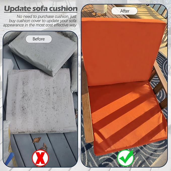 Sqodok Patio Cushion Cover 24x24 inch, Outdoor Seat Cushion Slip Cover - Image 8