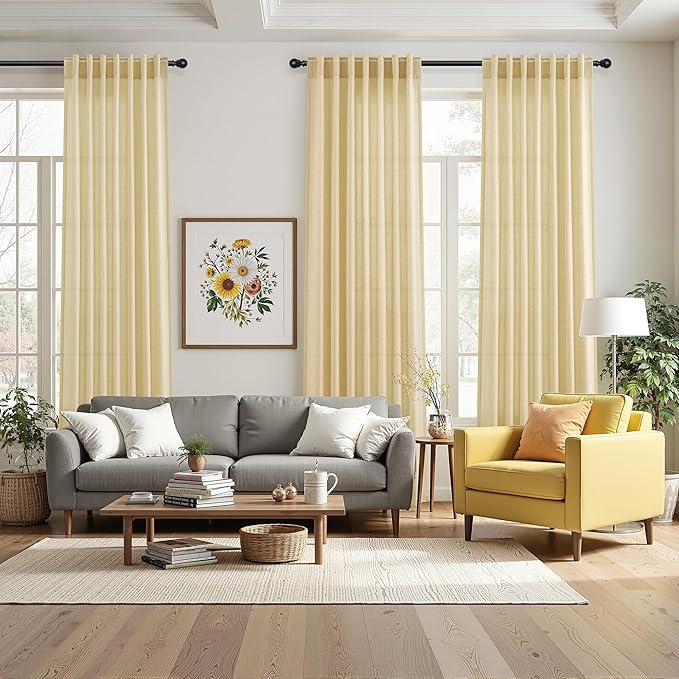Cream Yellow Curtains 108 Inches Long - Image 7