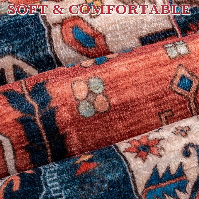 SERISSA 5ft Washable Non Slip Round Round Boho Area Rug - Image 6