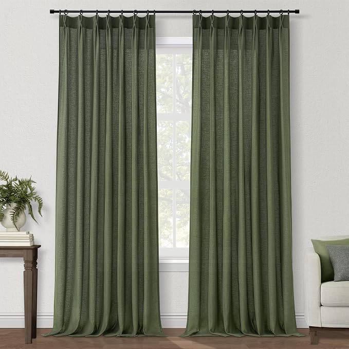 102 Inch Long Curtains Pinch Pleat Linen Curtains - Image 9
