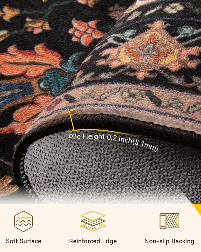 RELEANY Washable Area Rug, Small 2'x4', Water Repellent, Pet Friendly, Vintage - Image 3