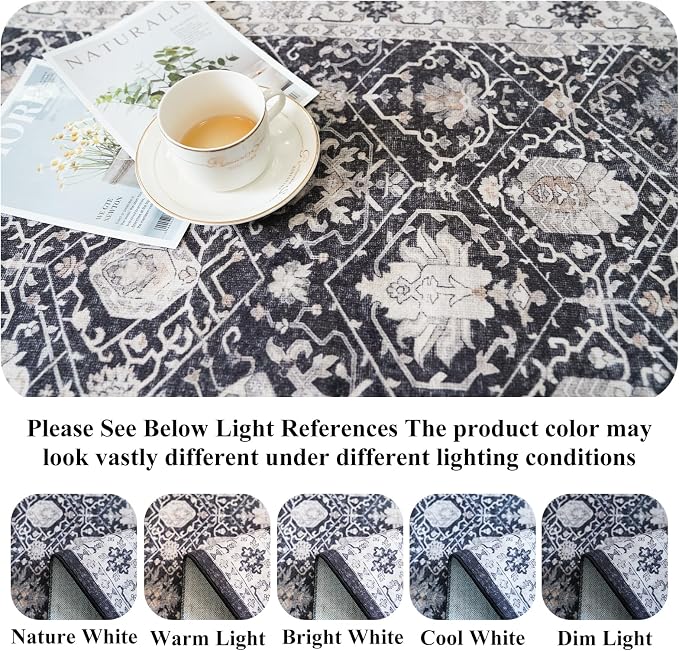 Washable Large 9x12 Area Rug: Indoor Oriental Living Room Carpet - Image 3