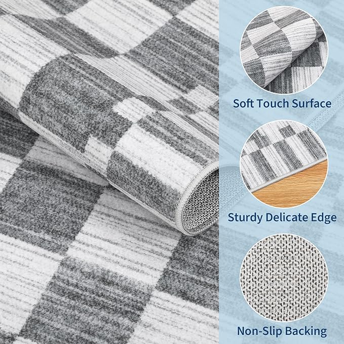 GarveeHome 2x12 Checkered Kitchen Runner Rug - Image 5
