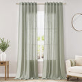 Sage Green Linen Textured 96 Inch Curtains 2 Panel Set Back Tab Rod Pocket by Nanspring
