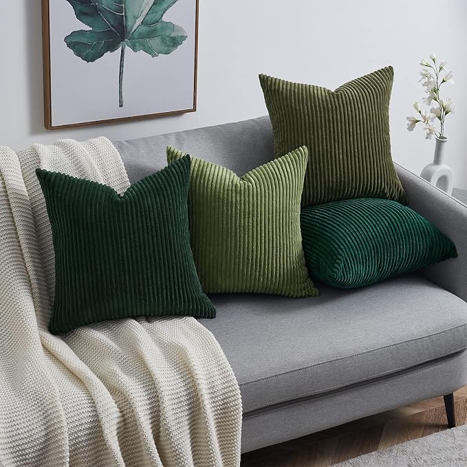 Topfinel Couch Throw Pillows Covers 18x18 Inch Set of 4, Olive Emerald Green - Image 5