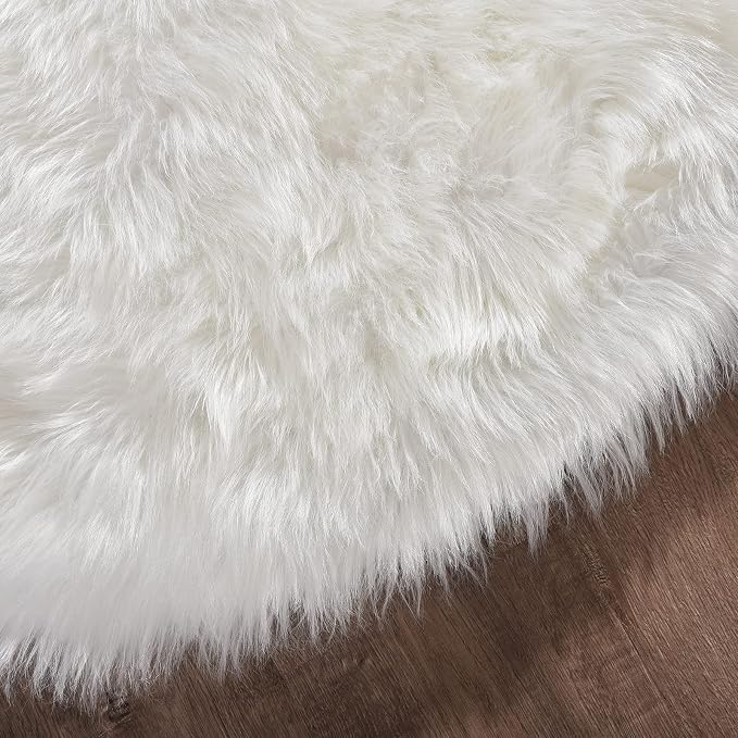 Goolela White Fluffy Faux Fur Rug - Image 6