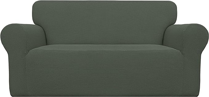 Easy-Going Stretch Oversized Loveseat Couch Covers Washable Olive Green | by Easy-Going