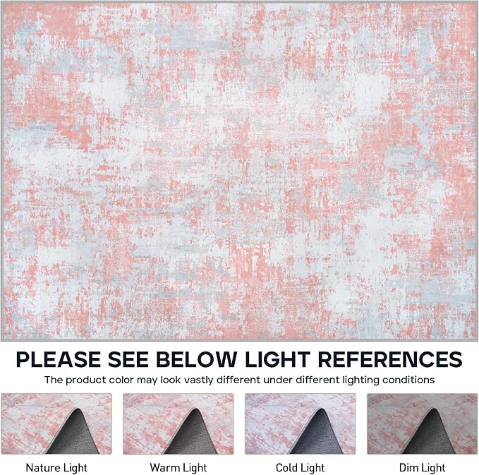 Aelenmu 9x12 Area Rugs for Living Room Bedroom Dining Room Washable Pink | Soft - Image 7