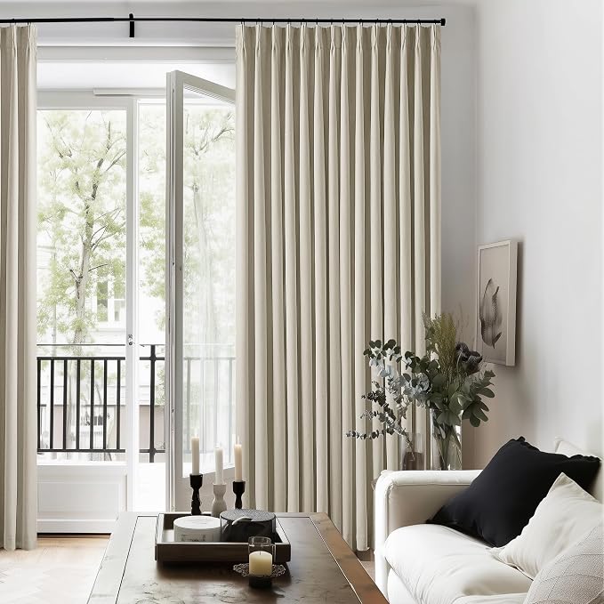 Burlywood Birch 100% Blackout Pinch Pleated Linen Curtains 84 Inches Long | - Image 7