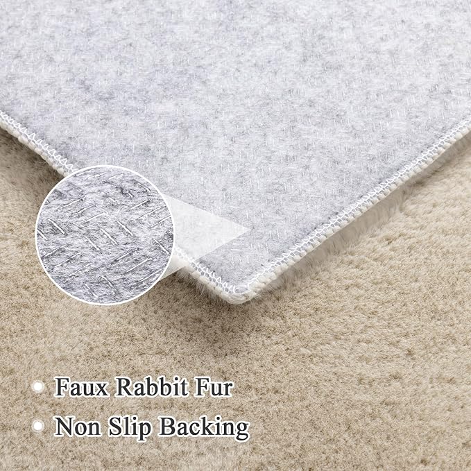 SHACOS Ultra Soft Faux Rabbit Fur Area Rug 5'x7', Non Slip Washable Padded - Image 2