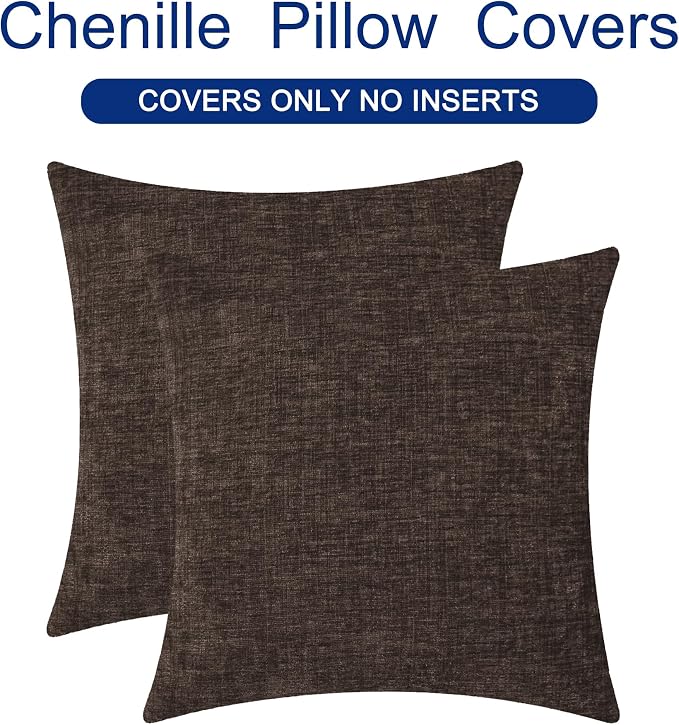 CaliTime Decorative Couch Throw Pillow Covers 24 X 24 Inches Coffee | Pack of 2 - Image 6