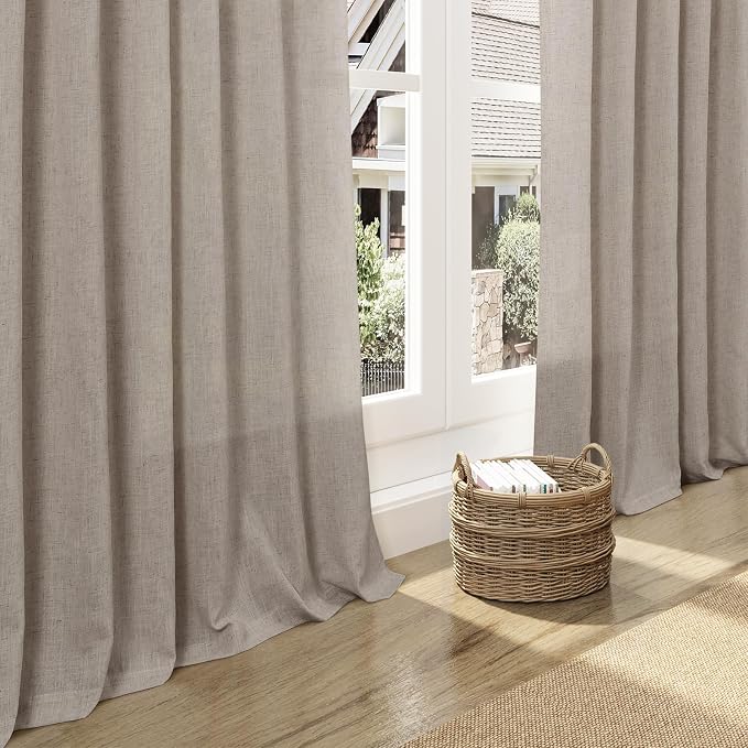 Ecru Curtains 102 Inches Long for Living Room Linen Blend Light Filtering Semi - Image 5