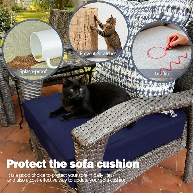 Sqodok Outdoor Cushion Covers 25x27 inch, Wicker Chair - Image 6