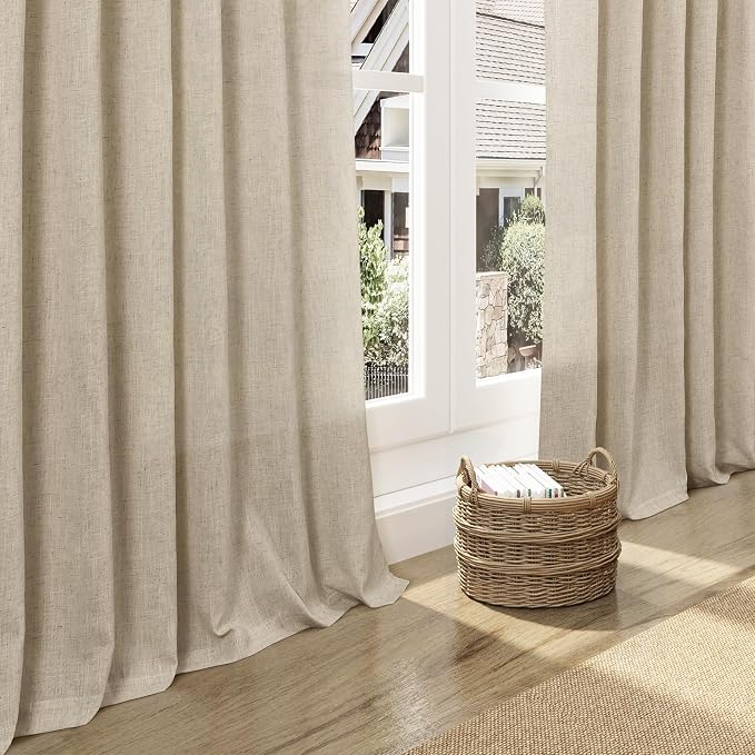 Eggshell Beige Linen 144 Inch Curtains - Image 5