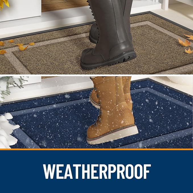 OLANLY Front Door Mat Outside 47x32, All-Season Heavy-Duty Rubber Doormat | Ash - Image 2