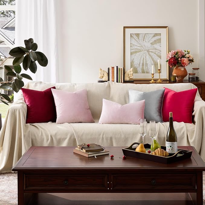GIGIZAZA Sweet Lilac Velvet Throw Pillow Covers 12x20 Pack of 2 | Decorative - Image 6