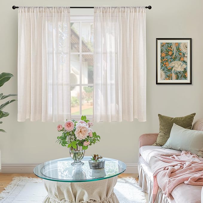 BGment 54 Inch Length Oatmeal Curtains - Image 2