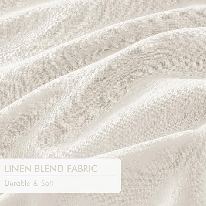 MIULEE Beige White Pinch Pleated 100% Blackout Linen Curtains 40x84 Inches | - Image 6