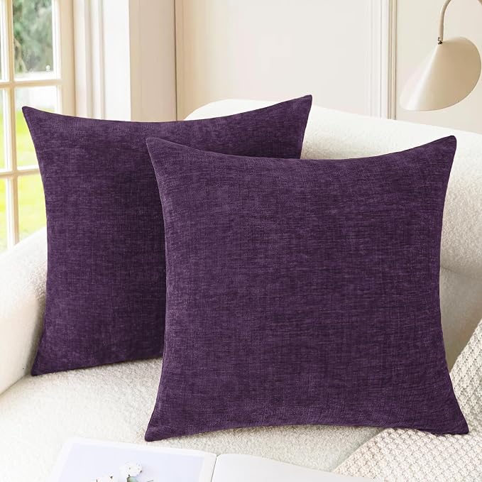 CaliTime Decorative Couch Throw Pillow Covers 22 X 22 Inches Plum Purple | Pack by CaliTime