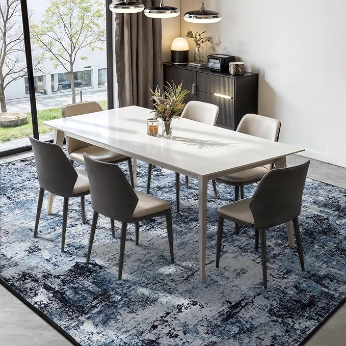 Rugflix 5x7 Area Rugs for Living Room, Washable Navy Blue Dark Large Rug | - Image 3