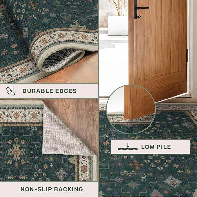 Dark Green Hallway Runner Rug 12 ft Long - Image 6