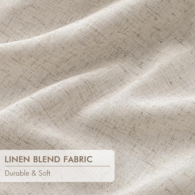 MIULEE Beige Pinch Pleated 100% Blackout Linen Curtains 40x63 Inches | Room - Image 6