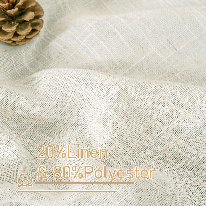 Cream Linen Boho Sheer Curtains 80 inch Length - Image 2