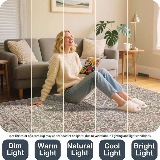 4x6 Area Rug for Bedroom Beside Rug, Laundry Room, Washable Non-Slip Low Pile - Image 2