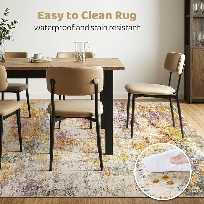LOONGRUG 5x8 Area Rug Washable Neutral Modern Living Room Rugs Colorful | - Image 6