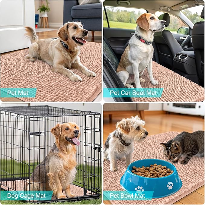 OLANLY Dog Door Mat for Muddy Paws 45x27, Super Absorbent Chenille Mud Mat | - Image 7