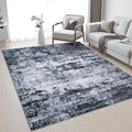 Area Rug Living Room: 5x5 Modern Washable Indoor Carpet Black | by FXRHLP