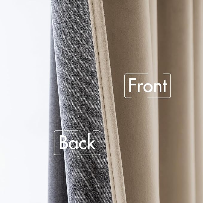 MIULEE Velvet Curtains 52x108 inches 2 Panels Cream Beige Blackout Curtains | - Image 6