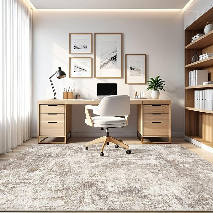 LOONGRUG 5x8 Area Rug Washable Neutral Modern Living Room Rugs Brown Beige | - Image 8