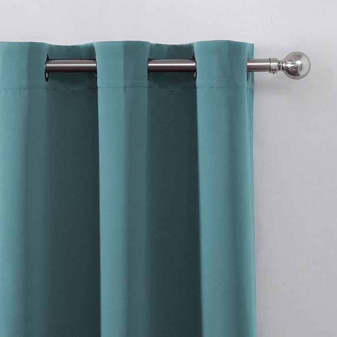 Sea Teal Thermal Blackout Curtains/52 x 72 Inch/Set of 2 Panels Room Darkening - Image 7