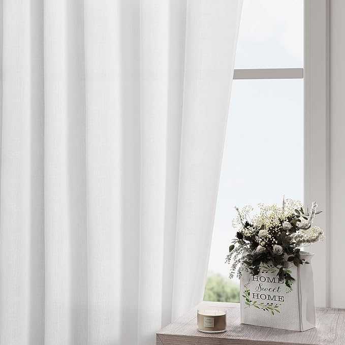 White Linen Curtains 90 Inches Long - Image 2