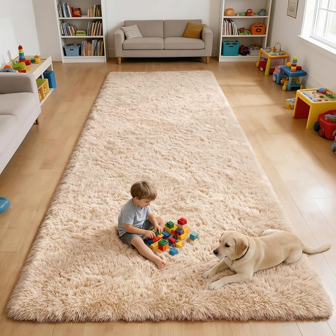 OLANLY 4x12 Area Rugs for Living Room Bedroom, Machine Washable Soft Fluffy by OLANLY