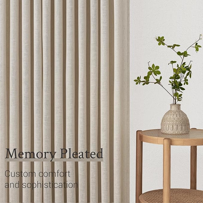 Topfinel 102 Inch Curtains 2 Panels Set, One Packs Pinch Pleat Back Tab Linen - Image 4