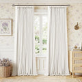 Ivory White Pleated Blackout Curtains 120 Inches Long 2 Panels | Memory Shape by Twodrapes