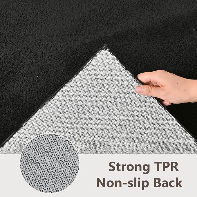3x5 Black Solid Area Rug Washable Non-Slip Soft Thin - Image 6