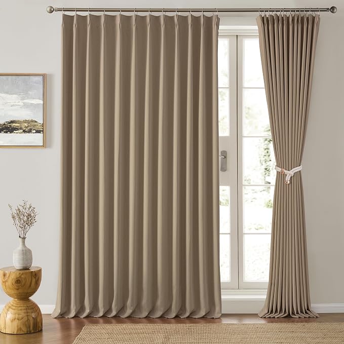 80 Inch Wide Black Pinch Pleated Curtains 80 x 102, Thermal Insulated Noise by KEQIAOSUOCAI