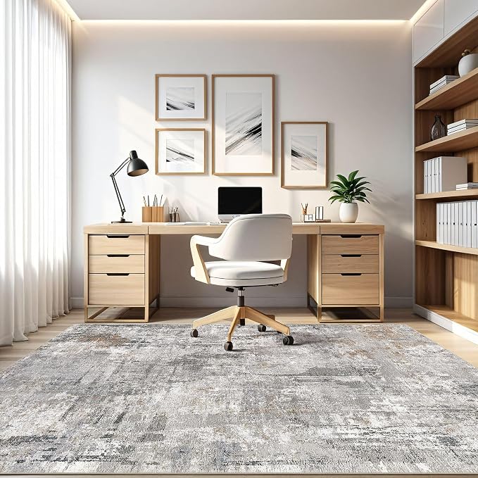 LOONGRUG 6x8 Area Rug Washable Neutral Modern Living Room Rugs Grey Rust | - Image 8