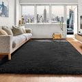 Black Area Rugs for Bedroom Living Room, Fluffy Fuzzy Shaggy 4x6 Bedside Rug by ONASAR