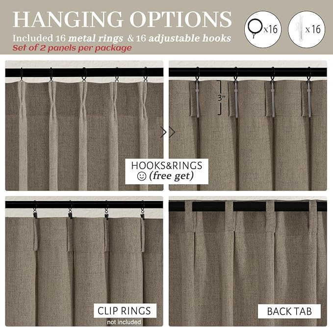 Pinch Pleat Extra Long 132 Inch High Ceiling Curtains - Image 4