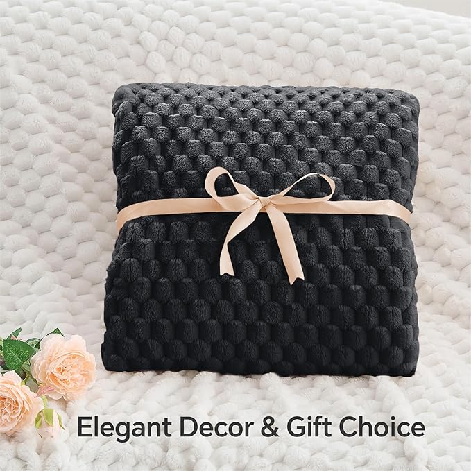 BEDELITE Black Twin Blanket for Couch, Soft Cozy Gifts for Women, 60 * 80 | 3D - Image 4