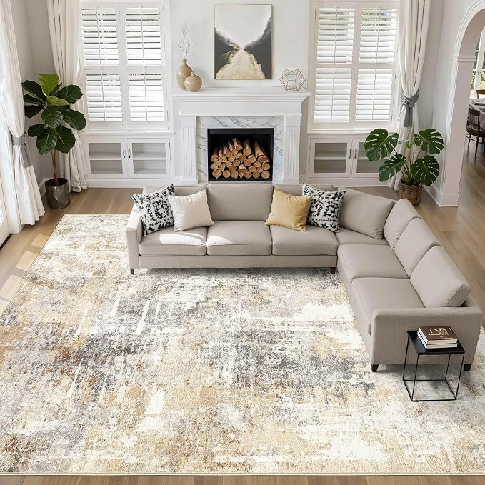 LOONGRUG 12x18 Area Rug Washable Large Neutral Modern Living Room Rugs | by LOONGRUG