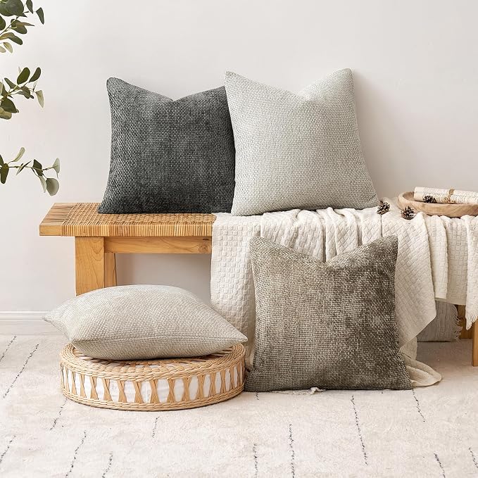 MIULEE Decorative Couch Throw Pillow Covers 18x18 Inch Grey-White 2 Pack | - Image 4