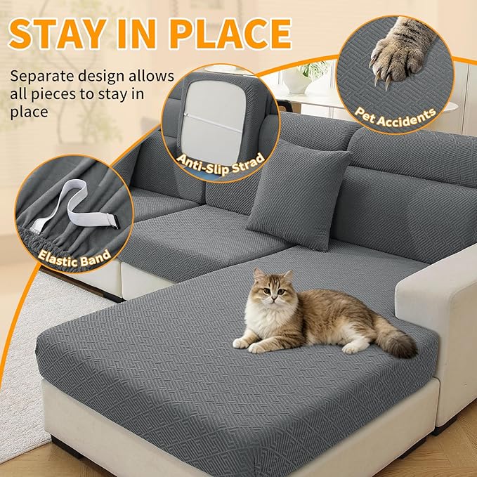 XINEAGE Couch Cushion Covers, Loveseat Seat Slipcovers - Image 5