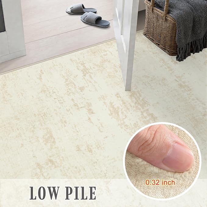 3x14 Washable Runner Rug：Modern Abstract Kitchen Soft Carpet Beige | - Image 9