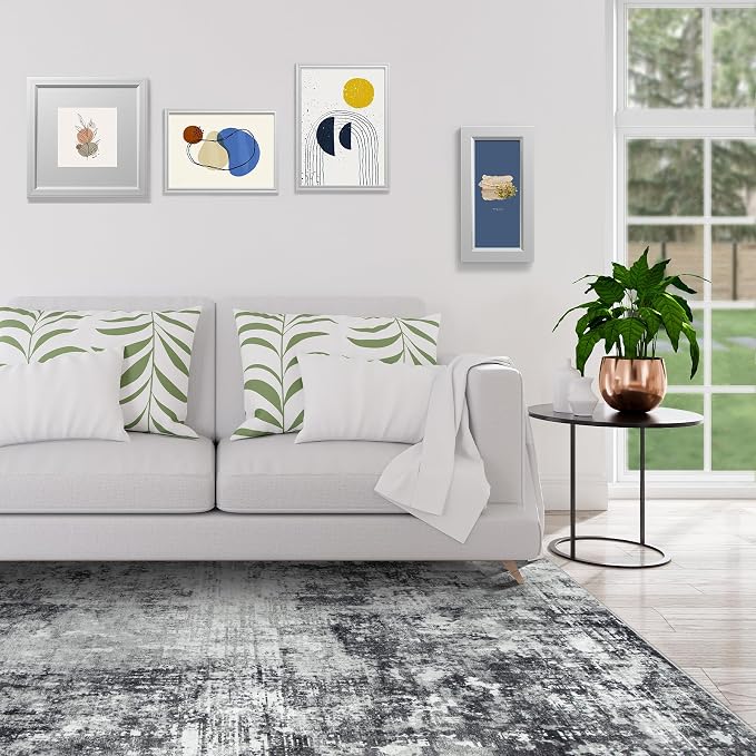 8x10 Area Rugs for Living Room Bedroom Dining Room Washable Black Grey | Soft - Image 3
